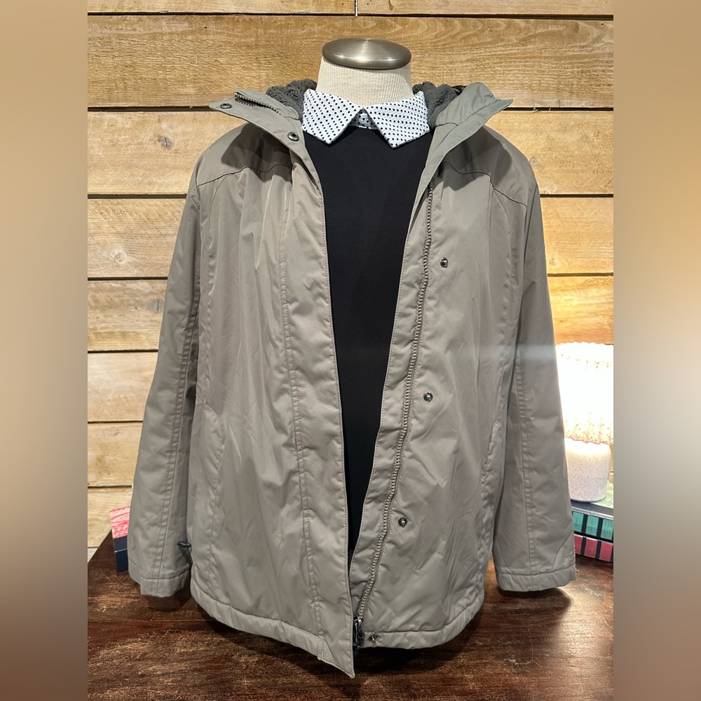 Women’s Taupe L.L.Bean Hooded Fleece Lined Jacket Size 1X